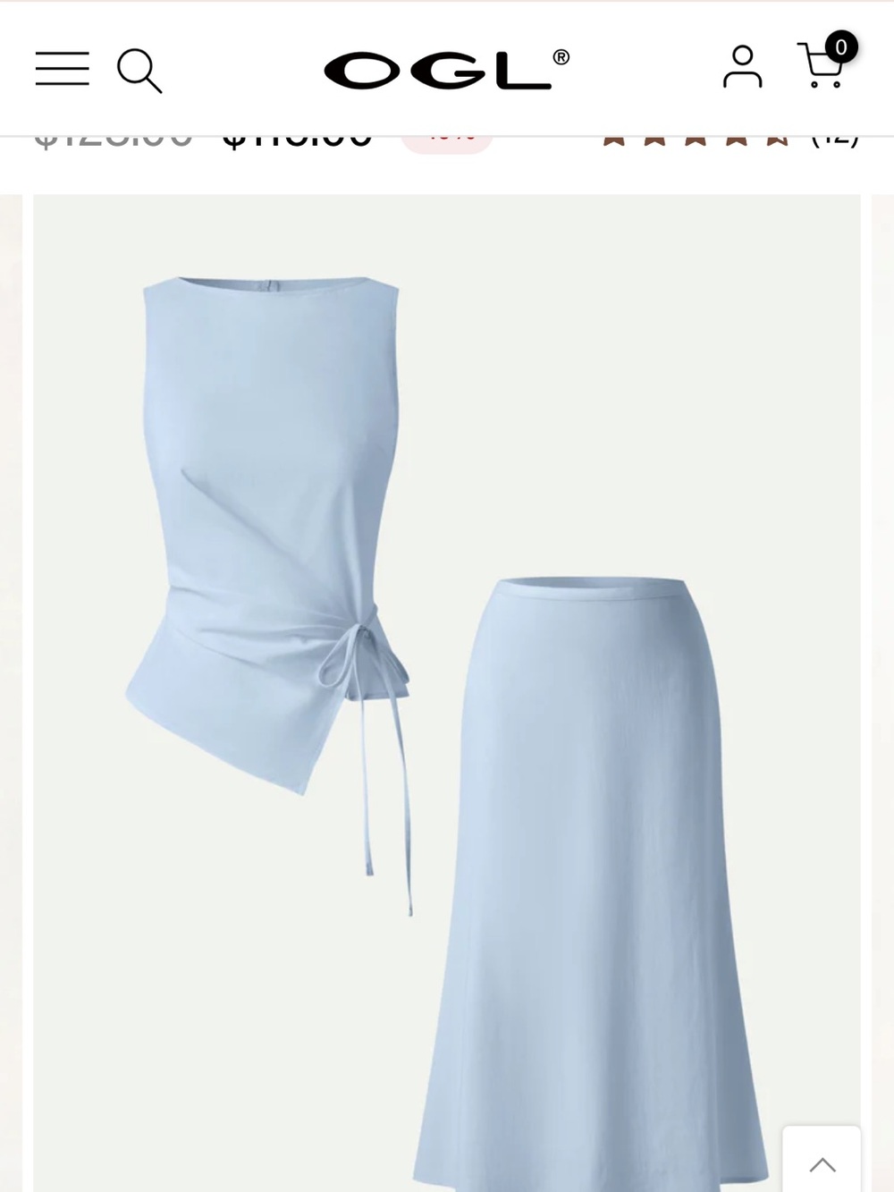 OGL Light Blue Maxi Skirt & Top - Elegant A-Line Silhouette